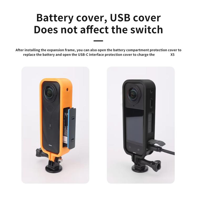 For Insta360 X5 360 Camera CQT Expandable Protective Cage Shockproof Case Vertical Orange - free shipping - PMC Jewellery - Order now!