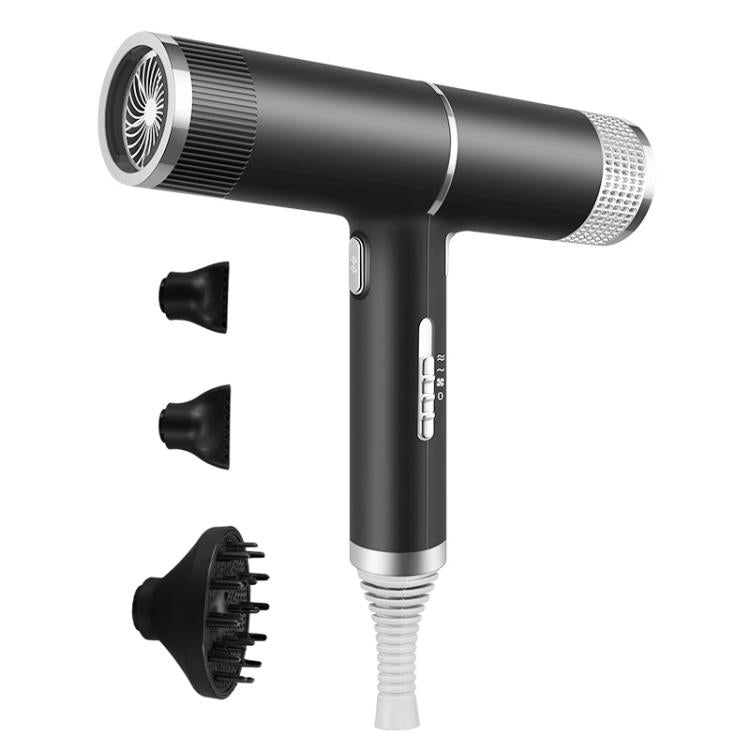 T-Shaped Hair Dryer with Smart Inverter Technology High-Power Blow Dryer for Home & Salon Use UK Plug With 3 Nozzles(Black)