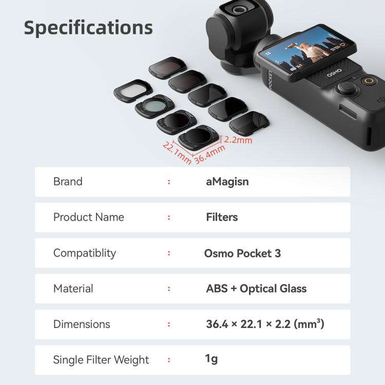 For DJI Osmo Pocket 3 aMagisn Adjustable Magnetic Filter Camera Lens Filters ND4/16/64/256 - free shipping - PMC Jewellery - Order now!
