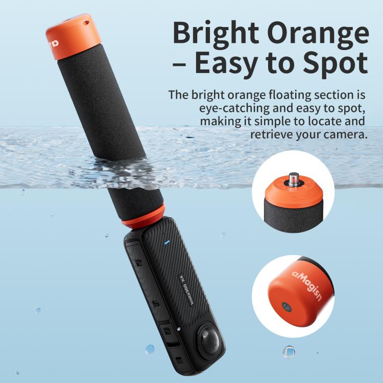aMagisn Universal Floating Hand Grip for Action Cameras with Triple Claw & 1/4-inch Screw Mount(Black Orange) - free shipping - PMC Jewellery - Order now!