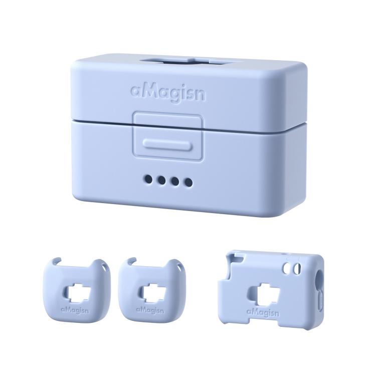 For DJI Mic Mini aMagisn MP01 Silicone Protective Case, Color: 4 In 1 Blue