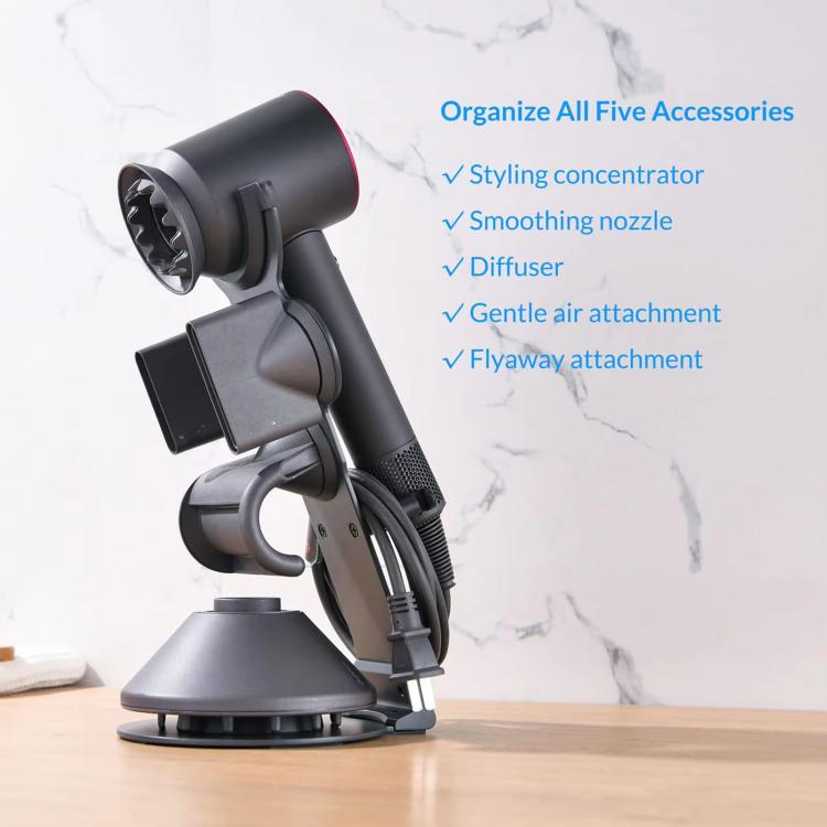 For Dyson Supersonic Hair Dryer Desktop Holder Metal Stand with Cable Organizer(Black)