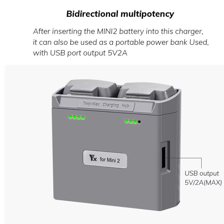 For DJI Mini 2 SE/Mini 2/Mini 4K YX Charger 2-way Battery Charging Hub(Gray)