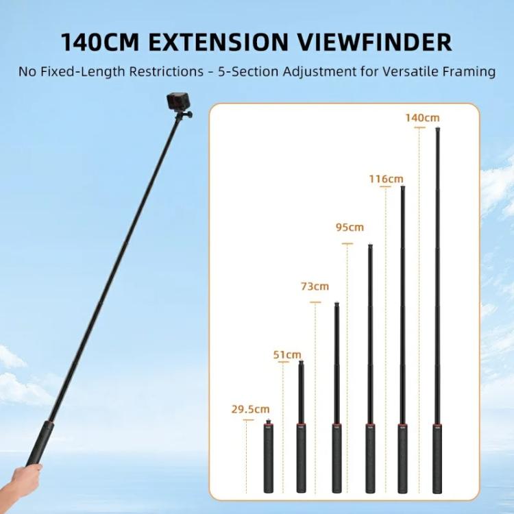 Flymile 1.4m Extendable Selfie Stick Tripod For Action Cameras One-Button Quick Setup Monopod With Wide-Angle View - free shipping - PMC Jewellery - Order now!