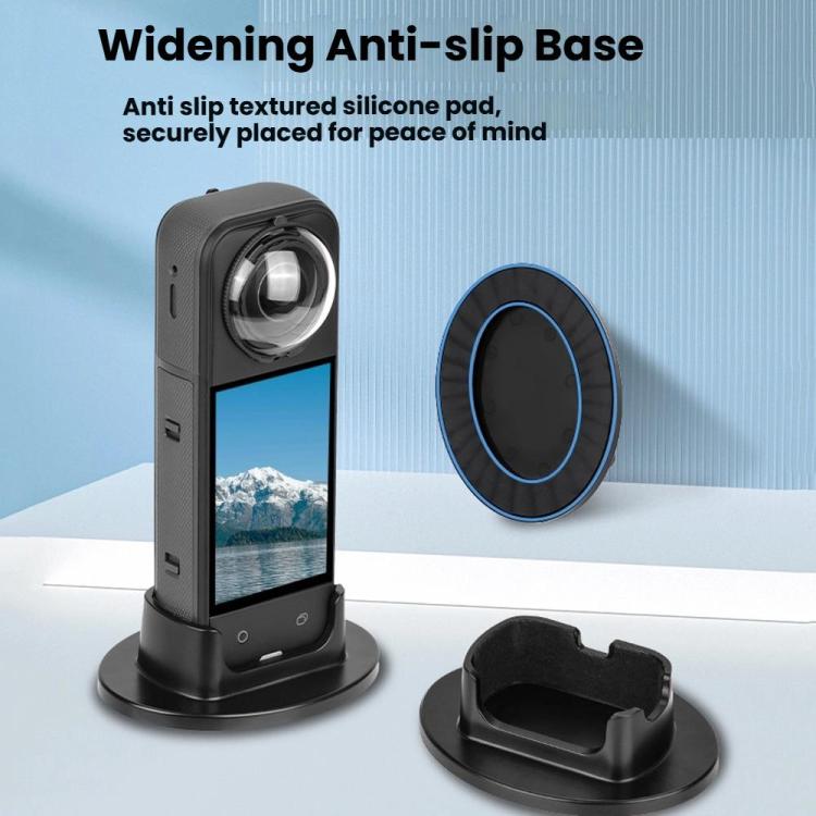 For Insta360 X5 Flymile Anti-Slip Base Plastic Desktop Stand Stable Camera Holder(Black)