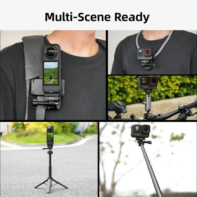 Flymile Magnetic Quick-Release Base 1/4 Inch Thread Foldable Extension Kit for Insta360 Ace Pro 2/Ace Pro/Ace/X5/X4/X3/X2(Black)