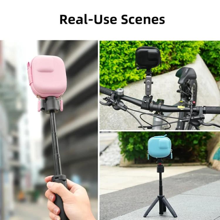 Flymile PU Mini Camera Case with Carabiner For Caged DJI Action 3/4/5 Pro/Insta360 Ace Pro 2/1/GoPro(Black) - free shipping - PMC Jewellery - Order now!