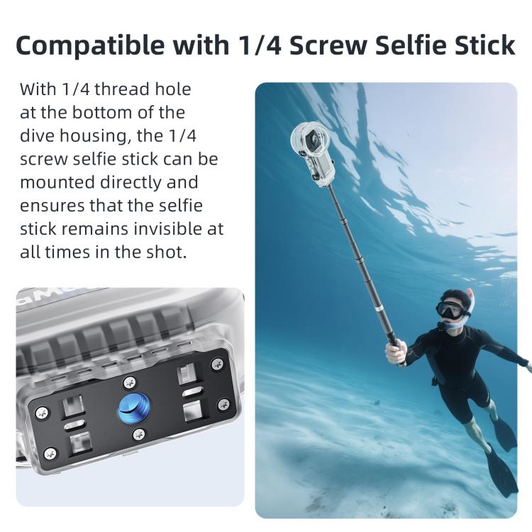 For Insta360 X5 AMagisn 60m/196ft Diving Case Quick-Release Full Invisible Water-resistant Underwater Housing
