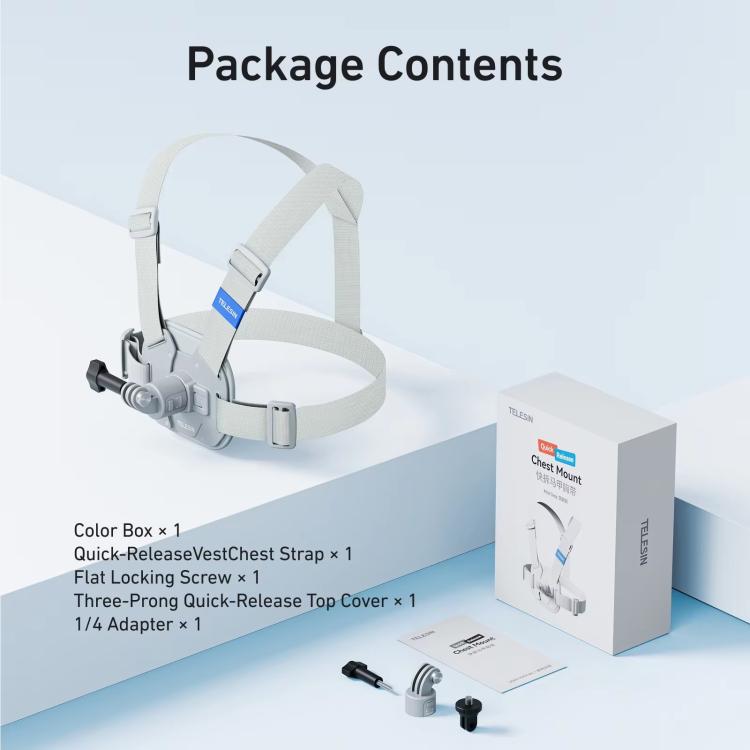 TELESIN S2-CGP-01GY Universal Action Camera Chest Belt Bracket Quick Release Chest Strap Mount(Gray) - free shipping - PMC TechLife - Order now!