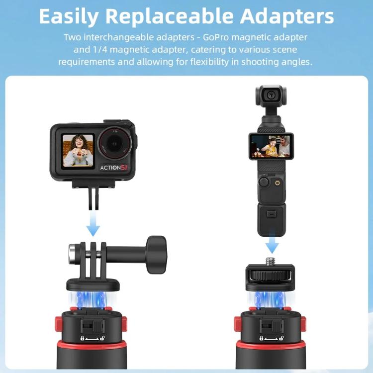 Flymile 1.63m Magnetic Quick-Release Tripod Selfie Stick for Action Cameras for Vlogging, Outdoor Sports(Black) - free shipping - PMC Jewellery - Order now!