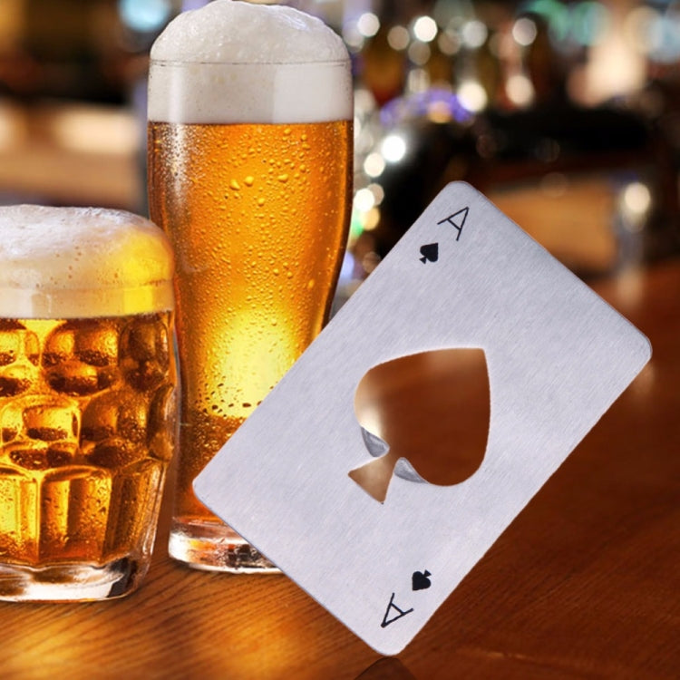2 PCS Stainless Steel Bottle Beer Opener Poker Playing Card Spades Soda Bottle Cap Opener(White)