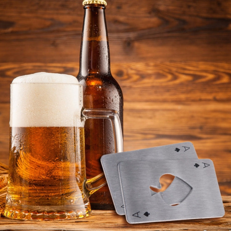 2 PCS Stainless Steel Bottle Beer Opener Poker Playing Card Spades Soda Bottle Cap Opener(White)