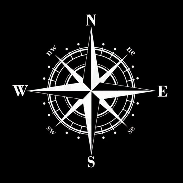 10 PCS Art Design Vinyl NSWE Compass Car Stickers Decals, Black + White