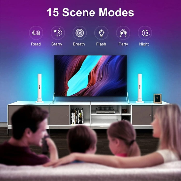 2pcs/box RGB Desktop Background Music Rhythm Pickup Ambient Light, Version: Bluetooth(UK Plug)