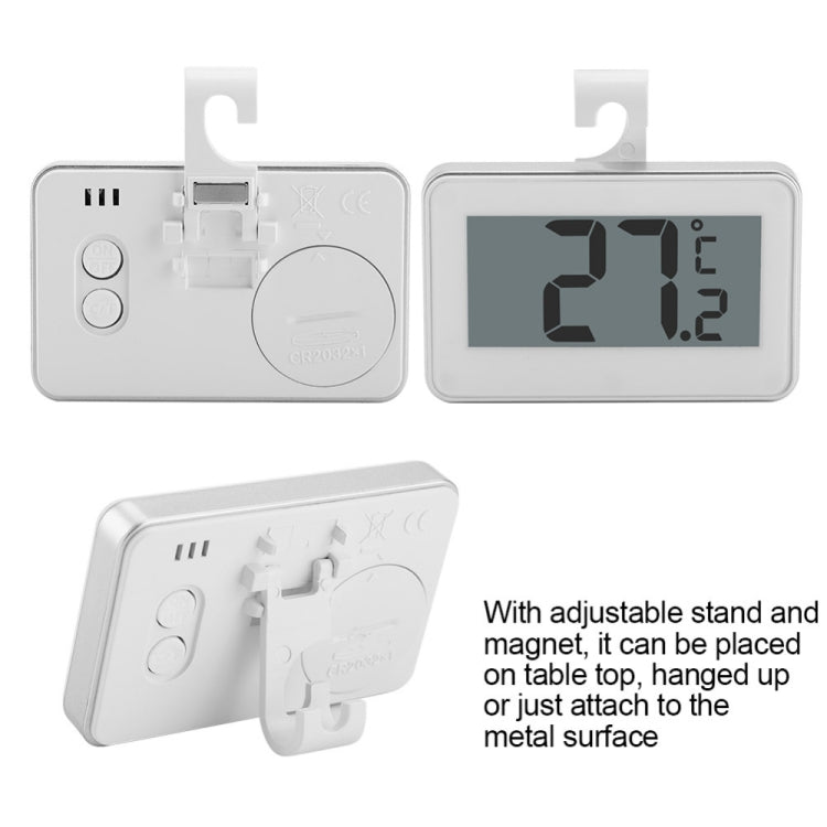 Large LCD Refrigerator Thermometer with Adjustable Stand Magnet Digital Thermometer(White)