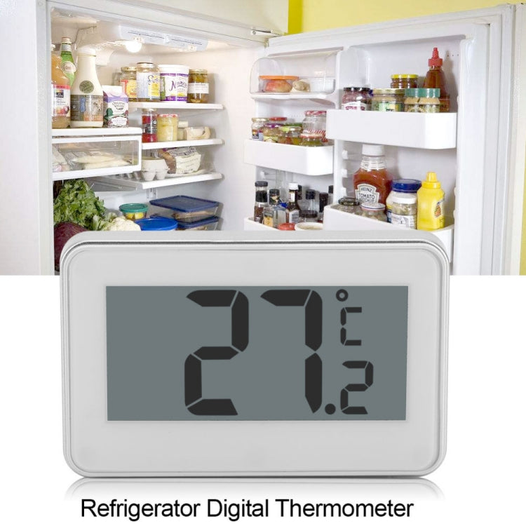 Large LCD Refrigerator Thermometer with Adjustable Stand Magnet Digital Thermometer(White)