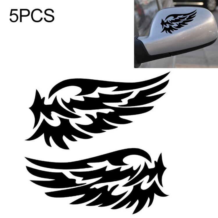 5 PCS Guardian Angel Wings Lovely Reflective Car Stickers Fashion Car Rearview Mirror Decal (Black)