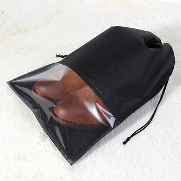 10 PCS Water-resistant Shoes Storage Bag Pouch Portable Travel Organizer Drawstring Bag Cover Non-Woven Organizer, Size:32x44cm(Black)