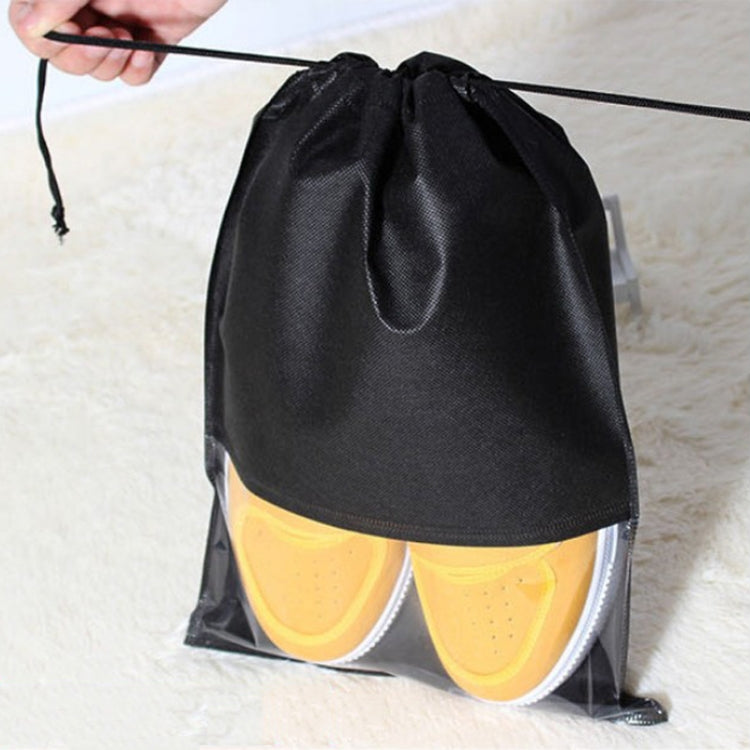 10 PCS Water-resistant Shoes Storage Bag Pouch Portable Travel Organizer Drawstring Bag Cover Non-Woven Organizer, Size:32x44cm(Black)