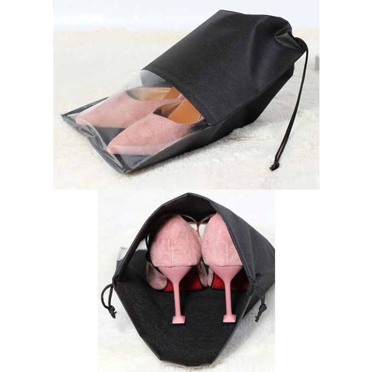 10 PCS Water-resistant Shoes Storage Bag Pouch Portable Travel Organizer Drawstring Bag Cover Non-Woven Organizer, Size:32x44cm(Black)