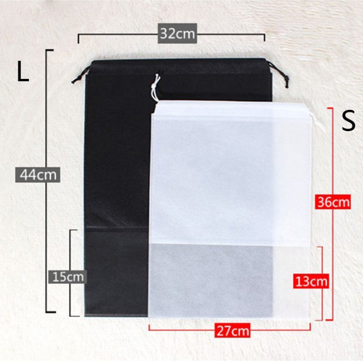 10 PCS Water-resistant Shoes Storage Bag Pouch Portable Travel Organizer Drawstring Bag Cover Non-Woven Organizer, Size:32x44cm(Black)