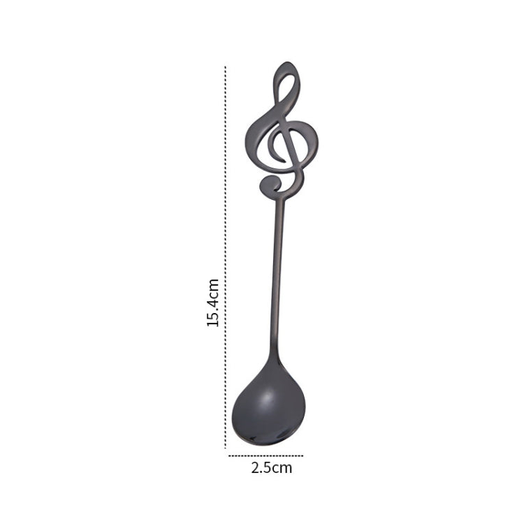 Creative Musical Note Spoon Coffee Stirring Scoop Stainless Steel Titanium Music Bar Spoon Gift Spoon(Black)