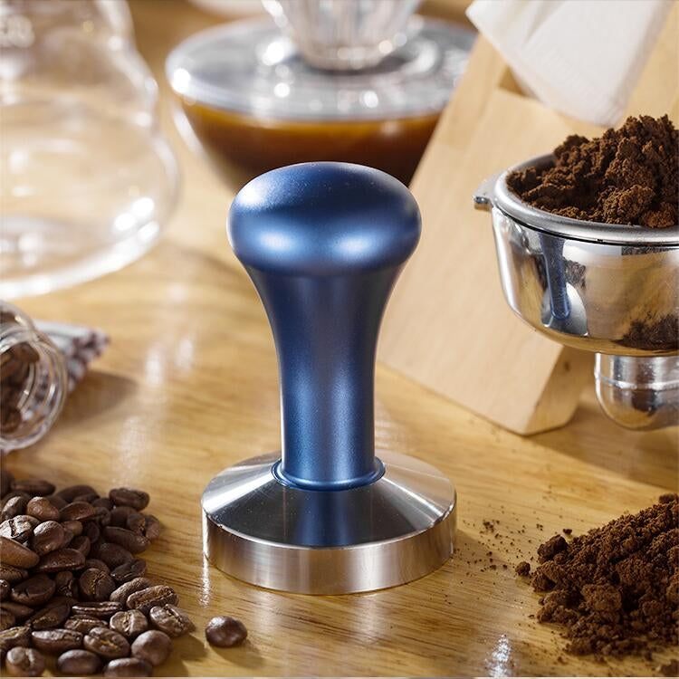 Stainless Steel Solid Wood Handle Integrated Coffee Powder, Specification:57.5mm, Color:Stainless Steel Detachable Handle