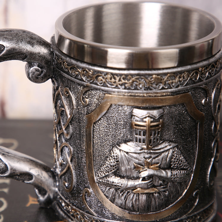 3D Viking Skull Coffee Beer Mug Skull Mug Beer Wine Drink Gift Stainless Steel Knight Decorative Cup for Men Mug - free shipping - PMC Jewellery - Order now!