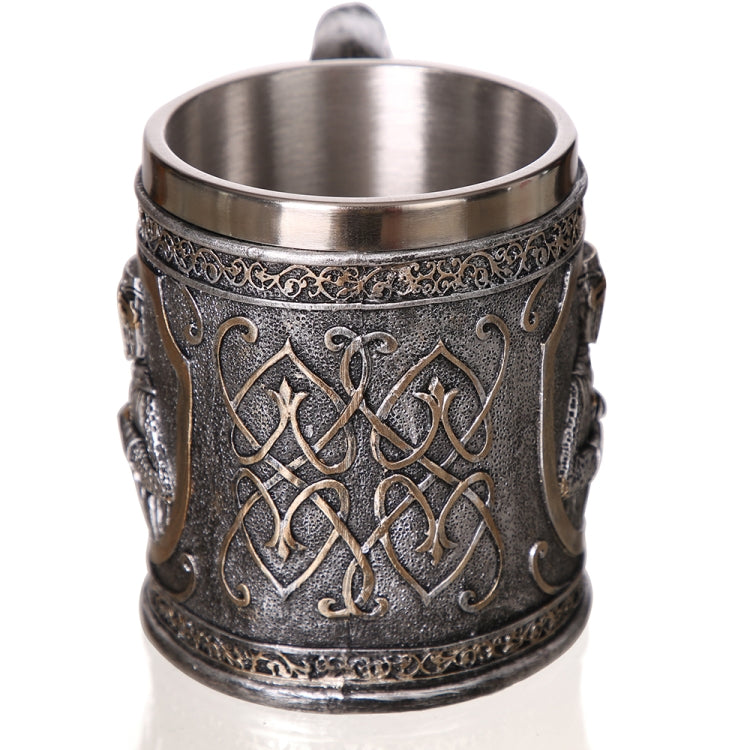 3D Viking Skull Coffee Beer Mug Skull Mug Beer Wine Drink Gift Stainless Steel Knight Decorative Cup for Men Mug - free shipping - PMC Jewellery - Order now!