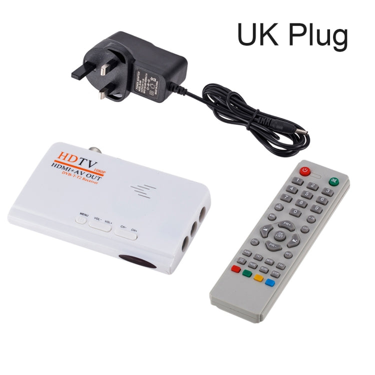 HDMI+AV OUT 1080P Digital Satellite Receiver HD TV DVB-T-T2 TV Box AV Tuner Combo Converter with Remote Control, Support MPEG4(White)