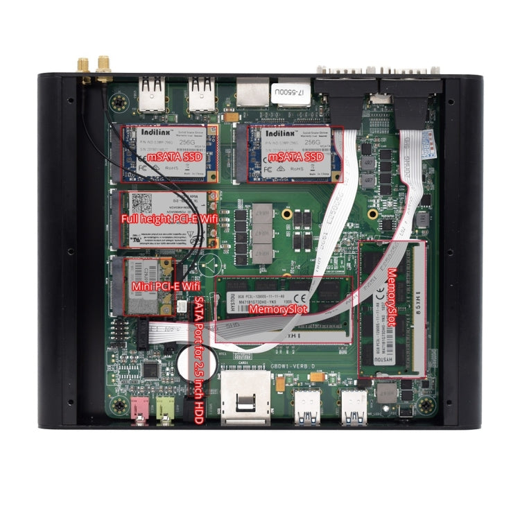 HYSTOU P05B-I7-5500U-2C Fanless Mini PC Intel Core i7 5500u Processor Quad Core up to 2.4GHz, RAM: 8G, ROM: 256G, Support Win 7 / 8 / 10 / Linux(Black) - free shipping - PMC Jewellery - Order now!