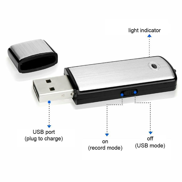 SK858 8GB Rechargeable Portable U-Disk Meeting Voice Recorder (Black)