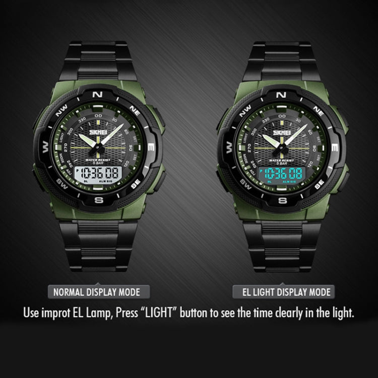 SKMEI 1370 Multifunctional Men Outdoor Sports Noctilucent Water-resistant Stainless Steel Digital Wrist Watch (Rose Gold)