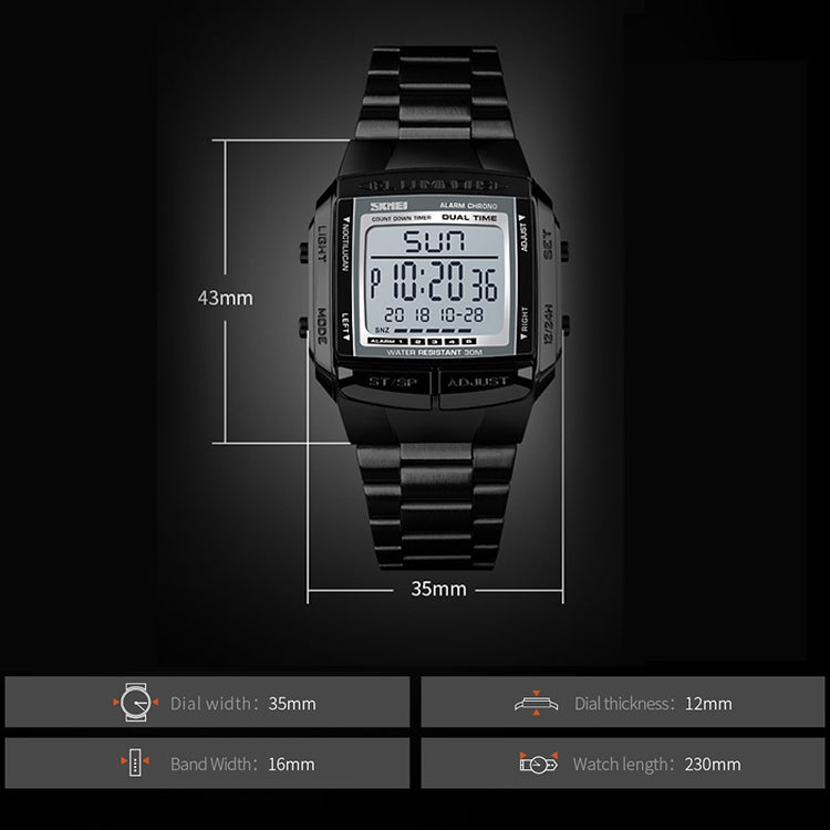 SKMEI 1381 Multifunctional Men Outdoor Business Sport Noctilucent Waterproof Digital Wrist Watch(Silver) - free shipping - PMC Jewellery - Order now!