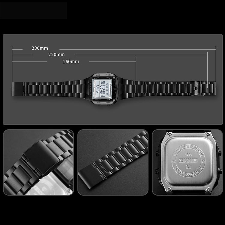 SKMEI 1381 Multifunctional Men Outdoor Business Sport Noctilucent Waterproof Digital Wrist Watch(Silver) - free shipping - PMC Jewellery - Order now!