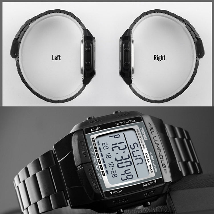 SKMEI 1381 Multifunctional Men Outdoor Business Sport Noctilucent Waterproof Digital Wrist Watch(Silver) - free shipping - PMC Jewellery - Order now!