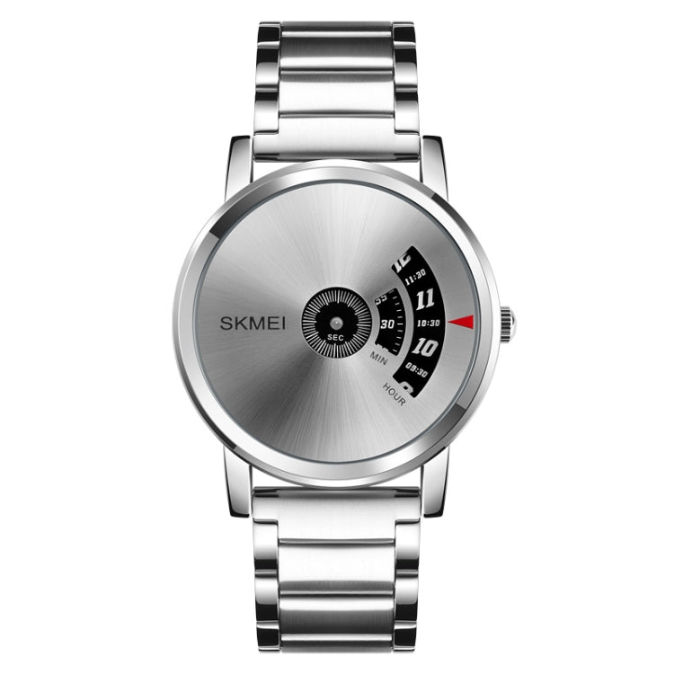 SKMEI 1260 Fashion Creative Pointer 30m Water-resistant Quartz Wrist Watch with Stainless Steel Watchband(Silver)
