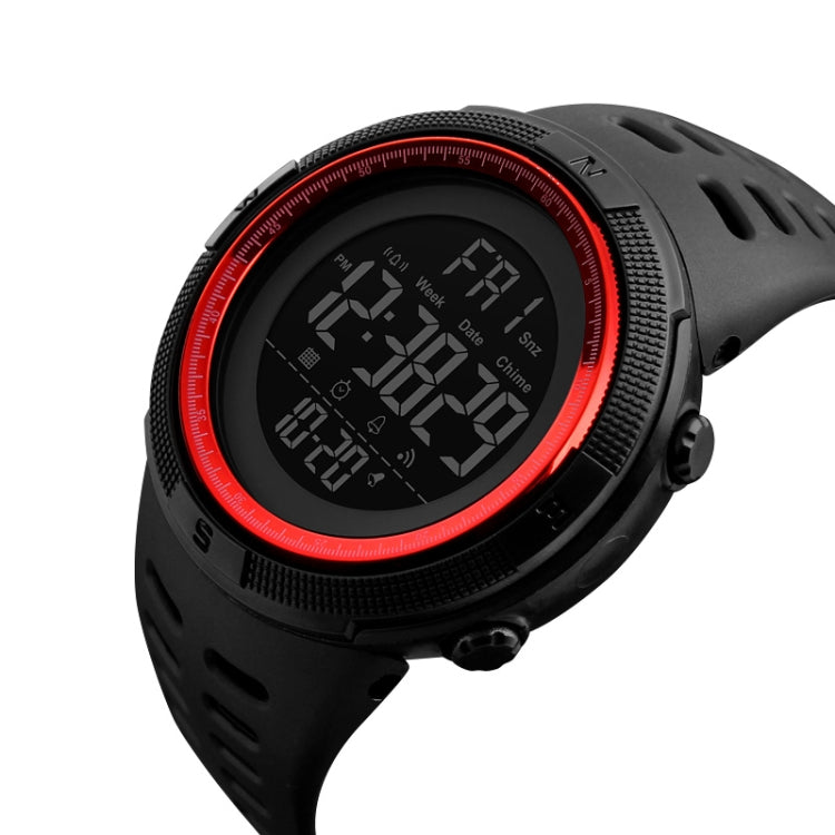 SKMEI 1251 Men Fashionable Outdoor 50m Water-resistant Sports Watch Digital Watch with PU Watchband(Black Red)