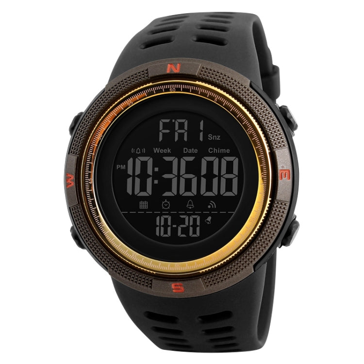 SKMEI 1251 Men Fashionable Outdoor 50m Water-resistant Sports Watch Digital Watch with PU Watchband(Coffee)