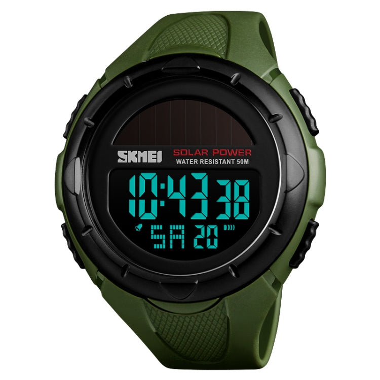 SKMEI 1405 Fashion Solar Power Outdoor Sports Watch Multifunctional 50m Water-resistant Men Digital Watch(Army Green)