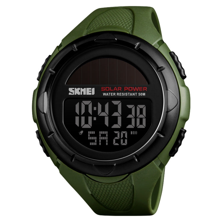SKMEI 1405 Fashion Solar Power Outdoor Sports Watch Multifunctional 50m Water-resistant Men Digital Watch(Army Green)