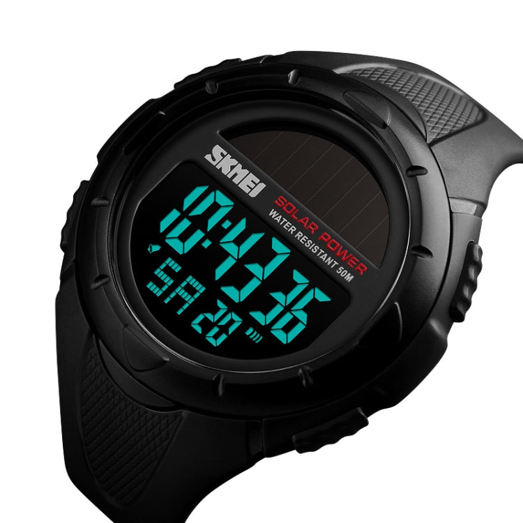 SKMEI 1405 Fashion Solar Power Outdoor Sports Watch Multifunctional 50m Water-resistant Men Digital Watch(Black)