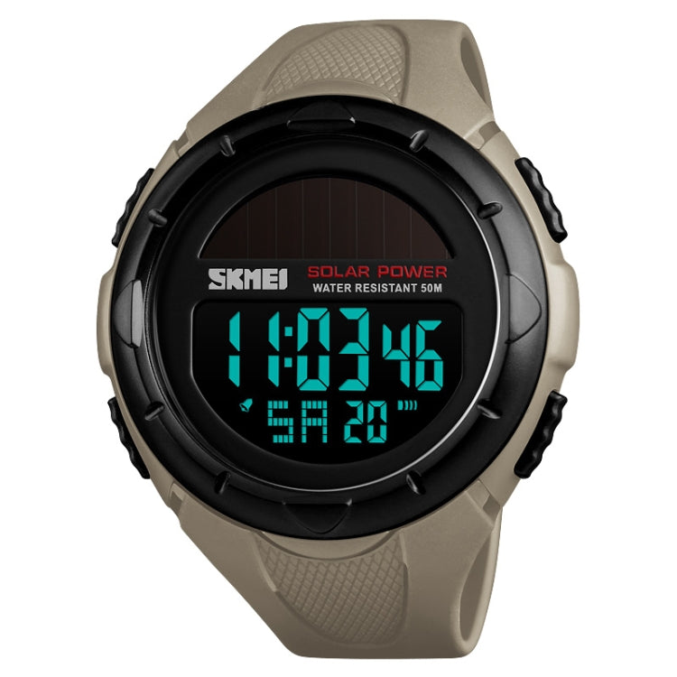 SKMEI 1405 Fashion Solar Power Outdoor Sports Watch Multifunctional 50m Water-resistant Men Digital Watch(Khaki)