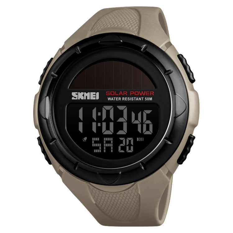 SKMEI 1405 Fashion Solar Power Outdoor Sports Watch Multifunctional 50m Water-resistant Men Digital Watch(Khaki)