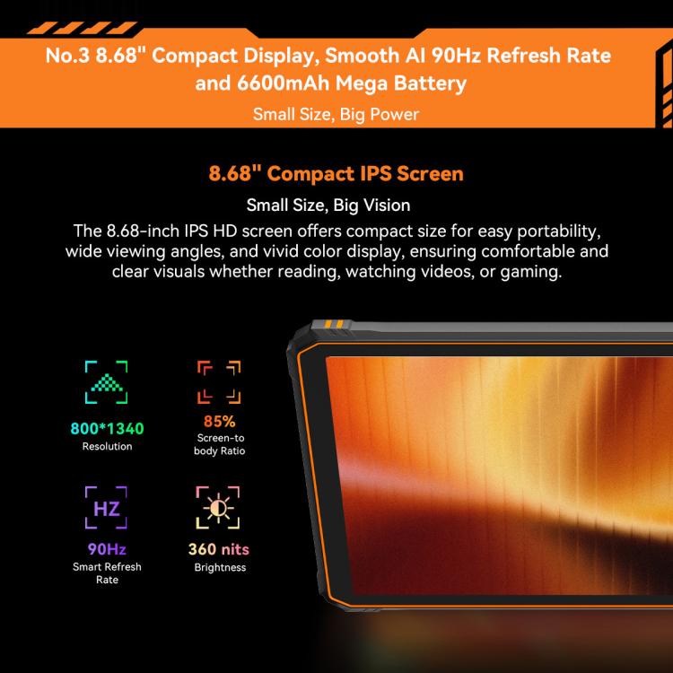 Blackview Active 5 4G Rugged Tablet, 8GB+128GB, 8.68 inch Android 15 Unisoc UMS9230E T615 Octa Core, Global Version with Google Play (Orange) - free shipping - PMC Jewellery - Order now!