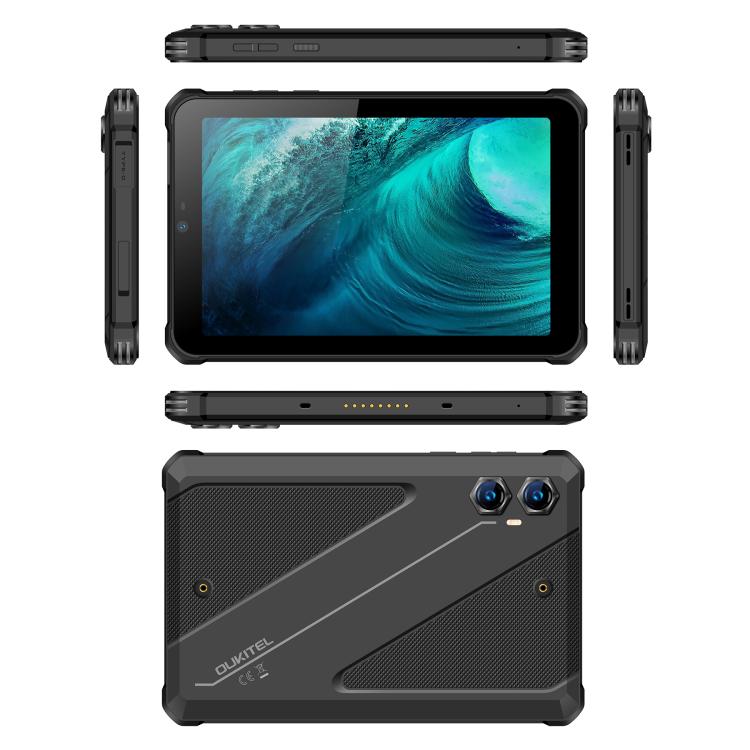 OUKITEL RT3 Plus 4G Network IP68/IP69K Rugged Tablet, 4GB+128GB, 8.0 inch Android 15 MediaTek G81 Octa-Core Support Dual SIM, EU Plug (Black)
