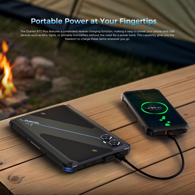 OUKITEL RT3 Plus 4G Network IP68/IP69K Rugged Tablet, 4GB+128GB, 8.0 inch Android 15 MediaTek G81 Octa-Core Support Dual SIM, EU Plug (Black)