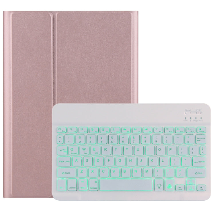 DY-M10ReL-S 2 in 1 Removable Bluetooth Keyboard + Protective Leather Tablet Case with Backlight & Holder for Lenovo Tab M10 FHD REL(Rose Gold)