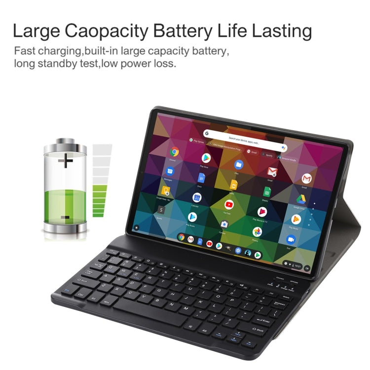 AM11 2 in 1 Removable Bluetooth Keyboard + Protective Leather Tablet Case with Holder for Lenovo M10 FHD REL TB-X605FC/LC(Black)