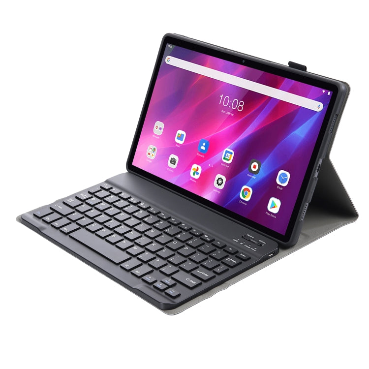 AK10 2 in 1 Detachable Bluetooth Keyboard + Lambskin Texture TPU Protective Leather Tablet Case with Holder for Lenovo Qitian K10 TB-X6C6X(Black) - Lenovo Keyboard by PMC TechLife | Online Shopping South Africa | PMC TechLife